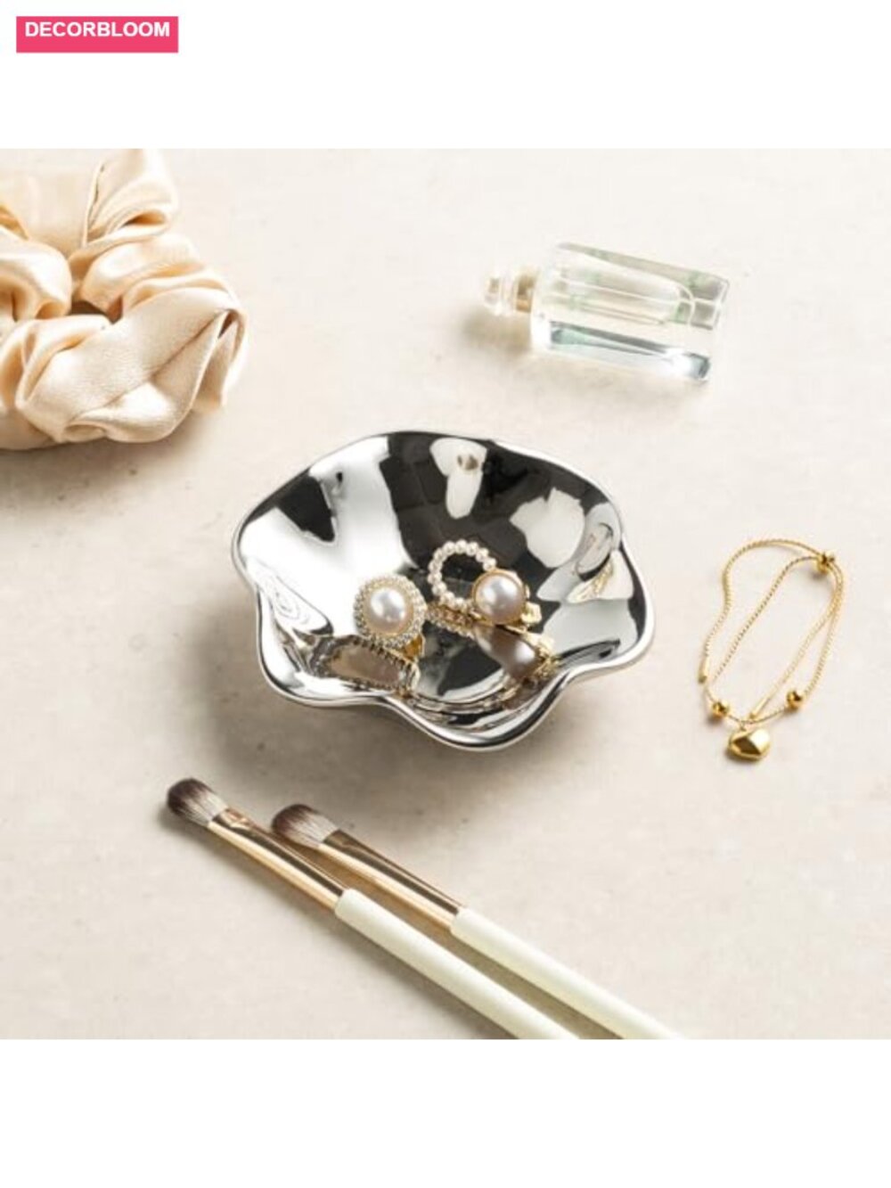 Ceramic Lotus Leaf Trinket Dish Ring Holder Jewelry Organizer Vanity Decor - Picture 4 of 6